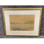 Gilt framed watercolour titled “old Tynemouth” By famous local artist Victor Noble Rainbird, 37x25cm