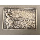 Unusual silver plated plaque from Uruguay ministry of Public Works (25 Jan 1925) Relaying of