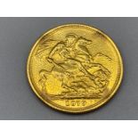 22ct gold repro Victoria (young head) Double Sovereign coin, dated 1879, in protective case
