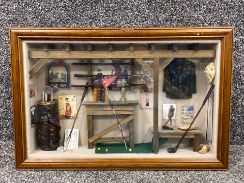 Golf themed diorama (shadow box) displayed in horizontal presentation- 52.5cmx35cm