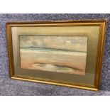 Gilt framed watercolour painting of a coastal scene (local interest) signed bottom left by the