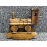 Hand carved wooden dolls Rocking train - 35x15cm, height 34cm