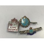 Silver fleet air arm badge silver ats badge and wvs civil defence wwii badge