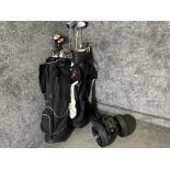 2 vintage golf bags both containing misc golf clubs, makers include Slazenger, Heritage