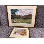 Framed pastel Painting “near hepple Northumberland” by Ross Hickling plus a framed watercolour of