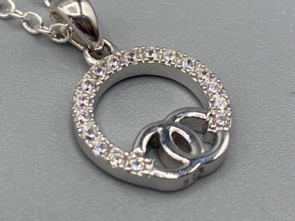 A silver and cz designer style pendant necklace 2.7g length 45cm - Image 2 of 3