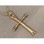 9ct yellow gold cross (crucifix) pendant on 46cm chain - 2.2g