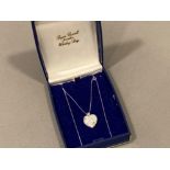 9ct white gold crystal set heart shaped pendant & 9ct white gold chain