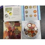 Two Royal Mint decimal coin sets includes United Kingdom Britannia & Victoria cross etc