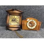 555 Chinese mantle clock together with hermle wall hanging clock