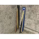 Vintage Stuart surridge pool cue together with one other both in carry cases