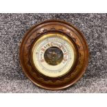 Mahogany framed circular shaped wall hanging barometer- diameter 23.5cm