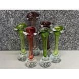 Total of 6 1970s Aseda Glasbruk “Sweden” Jack in the pulpit vases - multiple colours