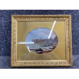 Gilt framed oil on canvas painting of “Tynemouth Priory” signed by John Teasdale, 24x20cm