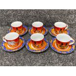 Set of 6 Andrea Fontebasso 1760 African themed espresso cups & saucers