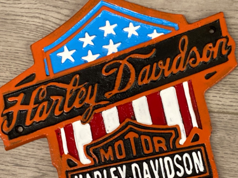 Cast metal Harley Davidson USA flag plaque - Bild 2 aus 2