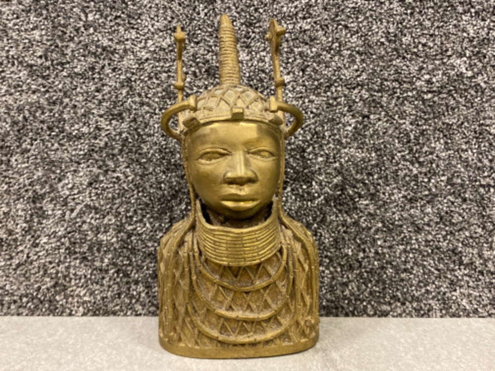 Old Bronze/Brass Oba (King) of Benin Bust figure. Nice example. South Africa, Nigeria. Height 24cm