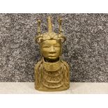 Old Bronze/Brass Oba (King) of Benin Bust figure. Nice example. South Africa, Nigeria. Height 24cm