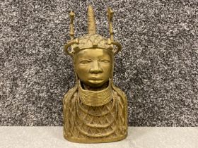 Old Bronze/Brass Oba (King) of Benin Bust figure. Nice example. South Africa, Nigeria. Height 24cm