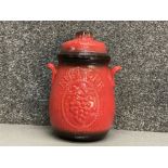 West German 801-28 Rumtopf twin handled lidded jar