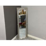 Contemporary rectangular shaped narrow hall mirror with silver effect frame, 48x144cm