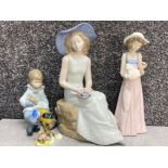 2x Nao by Lladro figures together with a large Spanish “Nadal” lady with flowers figure & Royal