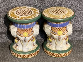 Pair of ceramic elephant based plant stands, Height 38cm