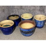 5 large “Blue” garden planters/pots