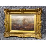 Gilt framed oil on canvas painting, signed bottom right by H.Shell, - 35x45cm