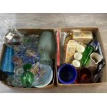 1 big boxes of pottery porcelain and glassware includes Murano Brandy glass (lable) with cat book