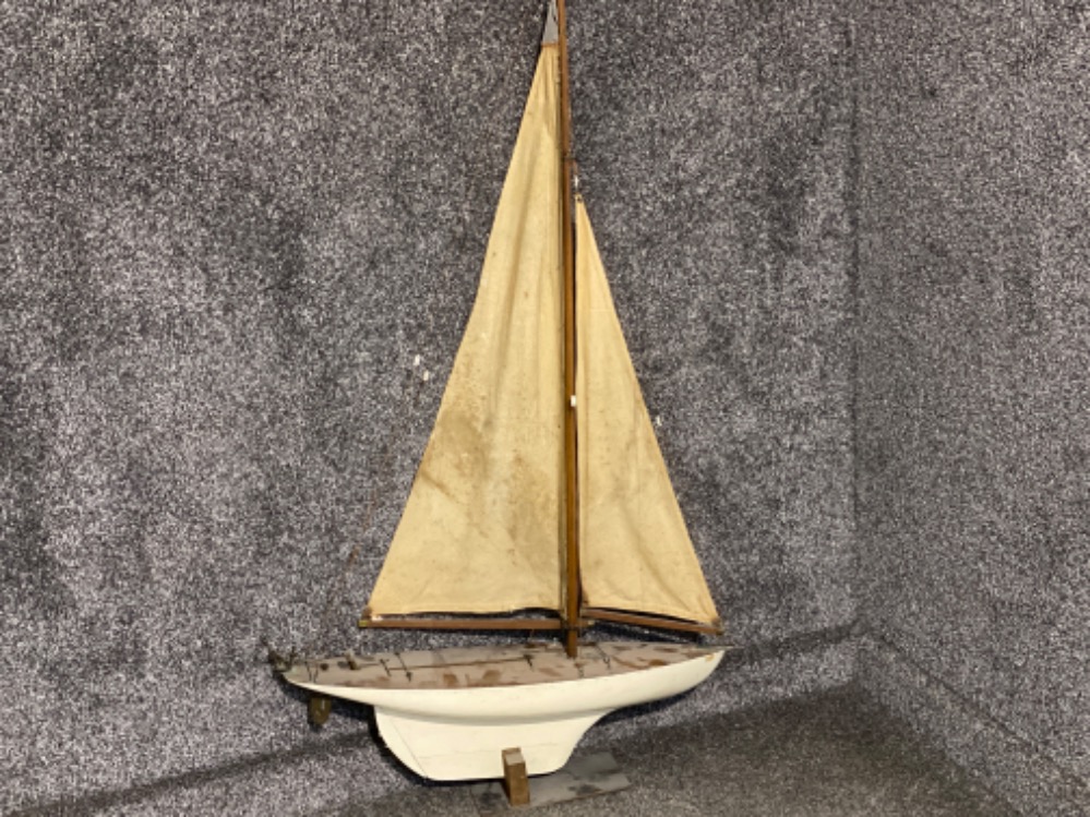 Vintage Hand made model Yacht, with stand - Length 76cm x Height 131cm