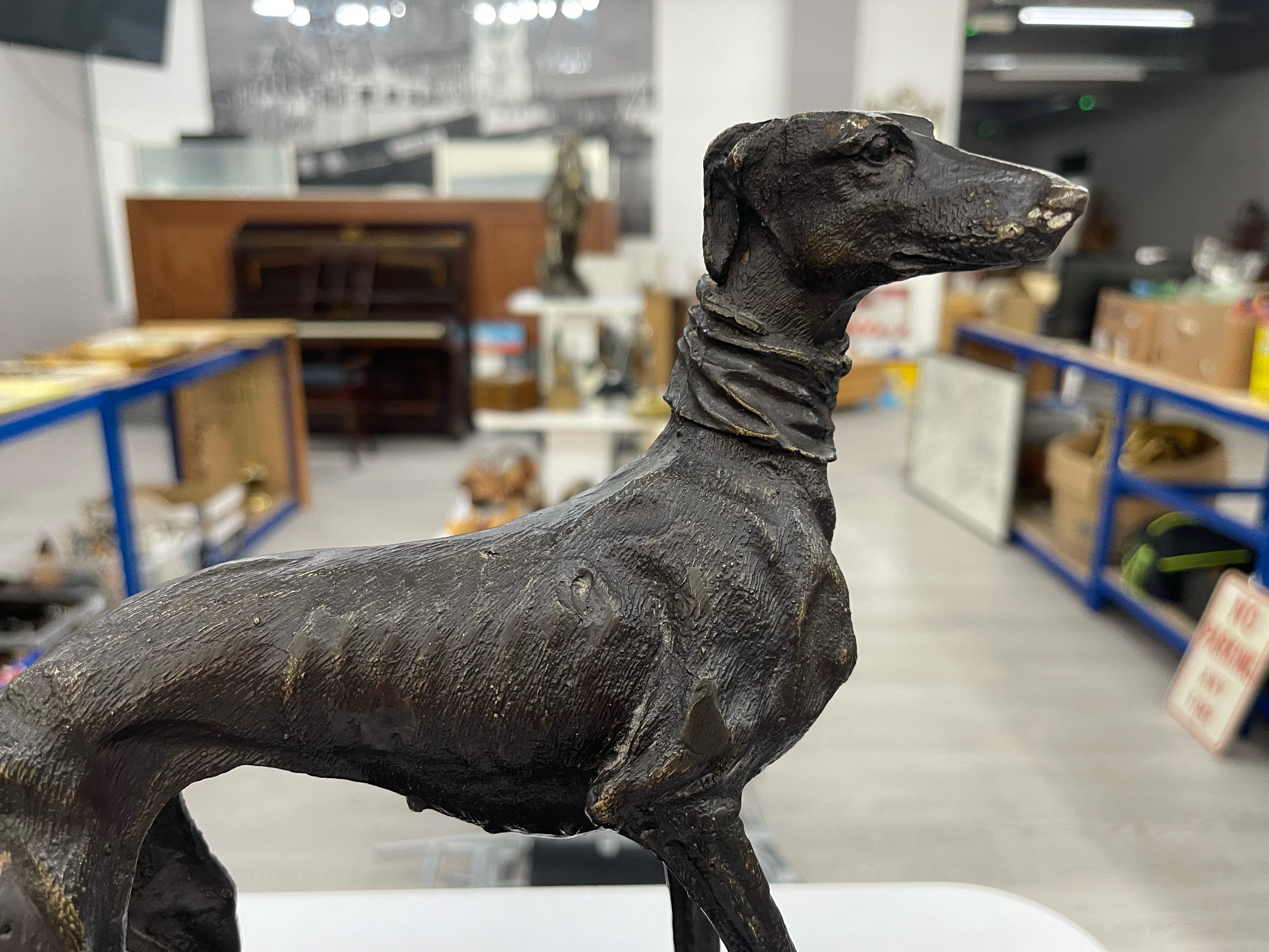 Bronze model of Greyhound on a black marble base England, signed MENE to back, Height 30cm x Width - Image 2 of 3