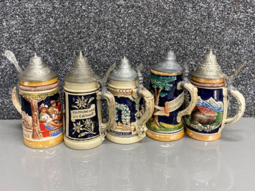 Total of 5 collectable German beer steins