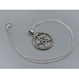 A silver masonic style pendant necklace, 7.1g 46cm length