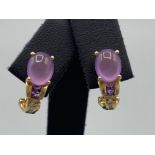 A pair of 10kt yellow gold Amethyste earrings, 4.0g