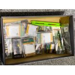 Box of miscellaneous fishing lures and swivels including power storm and tobix lures