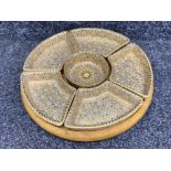 Round rotating Lazy Susan on wooden base