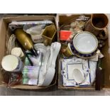 2 boxes of miscellaneous items to include Royal Worcester plate, soda syphon, glass etc