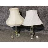 Pair of contemporary table lamps - crystal effect etc, both with original cream shades