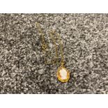 9ct gold camed pendant and 9ct gold chain 3g & 50cm in length
