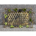 Large metal “brass effect” twin handled tray with glass grapes decoration - 52x33.5cm