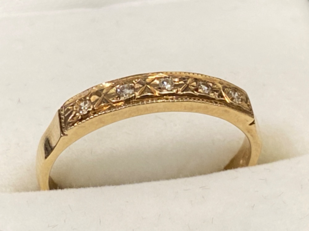 9ct gold 5 stone diamond eternity ring 1.8g size N1/2 - Image 2 of 2