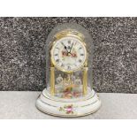 Vintage German anniversary clock complete with glass dome