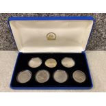 The complete collection of H.M Queen Elizabeth II crowns 1953-1981. 7 in total