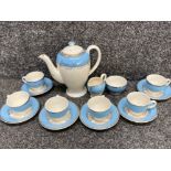 15 piece Coffee set in white and blue with gold leaf pattern