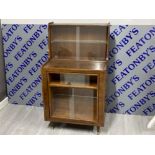 Vintage Rotating drink cabinet with glass sliding doors