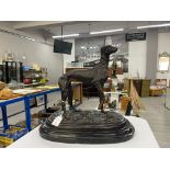 Bronze model of Greyhound on a black marble base England, signed MENE to back, Height 30cm x Width