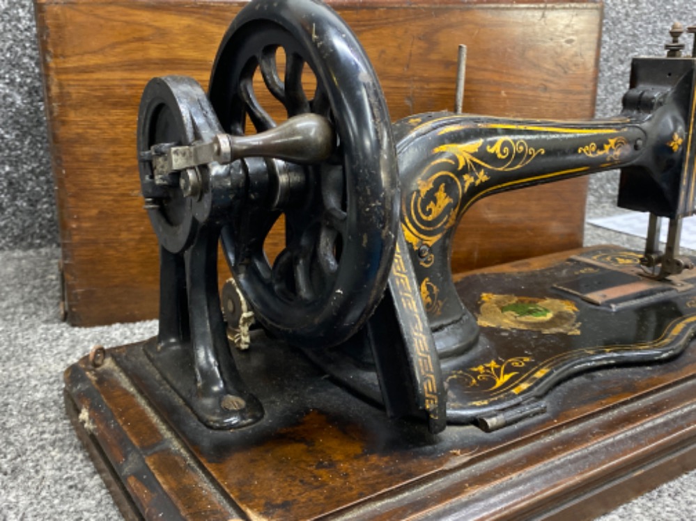 Vintage Jones sewing machine with original carry case - Image 2 of 3