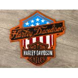 Cast metal Harley Davidson USA flag plaque