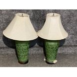 Pair of oriental style table lamps with matching green pottery bases